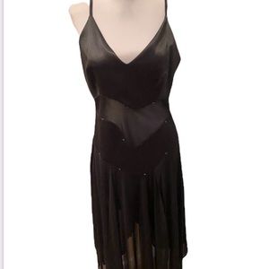 Afra Body Fit Black Cami Dress with see thru sheer lace sexy size 10